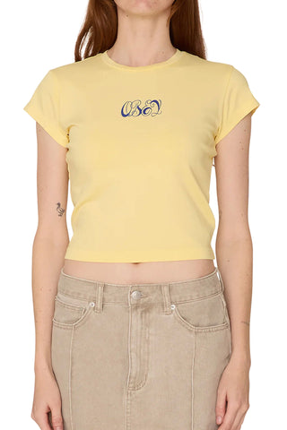 Obey 'Swirly Script' Tee - Pale Banana