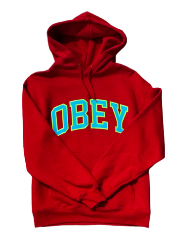 Obey 'Academic' Hoodie - Scarrlet/Blue