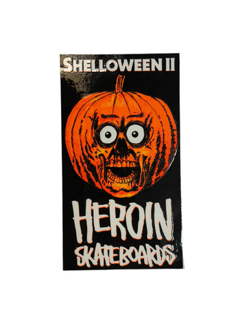 Heroin Skateboards 'Shelloween II' Sticker - Orange/Black