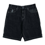 Frosted 'CPU' Baggy Jean Shorts - Off Black