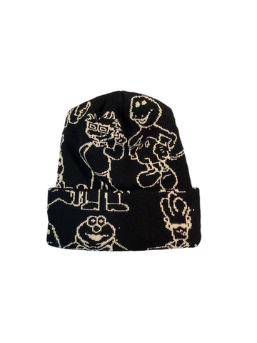 Classic 'Confused Cartoon' Beanie - Black/White