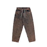 Jacker '3 Stripes' Dyed Denim Baggy Pants - Brown