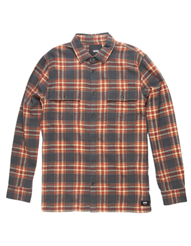 Vans 'Straight Hem' Flannel Shirt - Charcoal/Oatmeal/Red