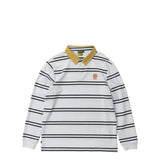 Krooked 'Sun Heart' Rugby L/S Polo - White/Navy/Yellow