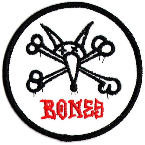 Powell Peralta 'Vato Rat Bones Logo' Embroidered Patch - White