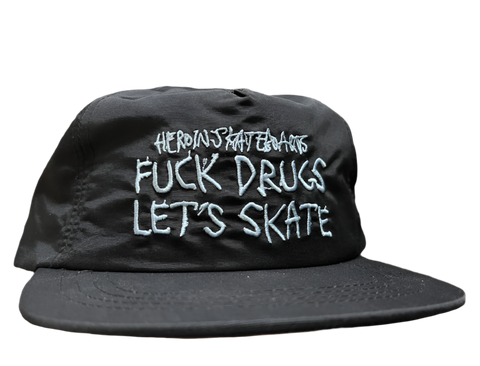 Heroin Skateboards 'Fuck Drugs' Nylon 5-Panel Snapback Cap - Black