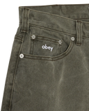 Obey 'Bigwig' Baggy Denim Shorts - Black Olive Wrinkle Wash