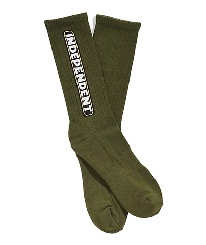 Independent 'Bar Logo' Crew Socks - Army Green