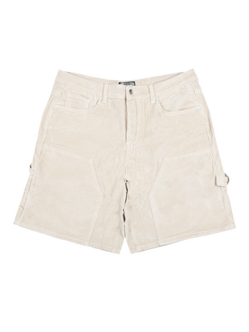 Frosted 'Carpenter Cords' Baggy Shorts - Beige