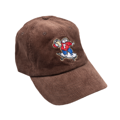 Frosted 'Chill Bear' 6-Panel Cap - Brown Corduroy