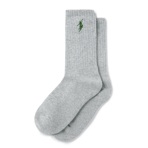 Polar Skate Co. 'No Comply' Rib Socks - Heather Grey/Green