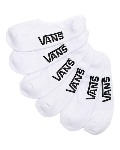 Vans 'Classic Super No Show' Socks- White (3 Pack)
