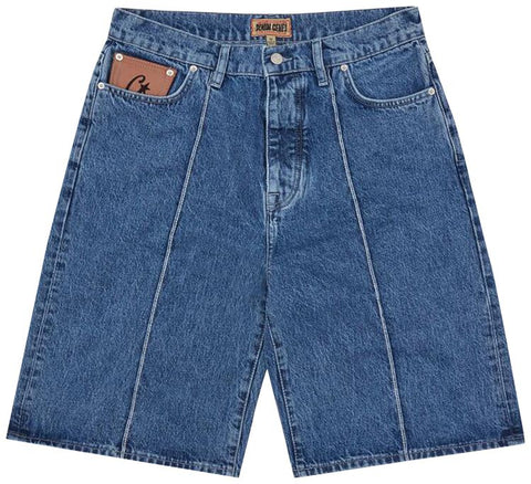 Corteiz 'C-Star' Denim Baggy Shorts - Faded Blue