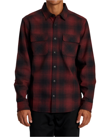 RVCA 'Dayshift Flannel' L/S Shirt - Red Earth