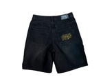 Frosted 'Wavy' Baggy Jean Shorts - Off Black