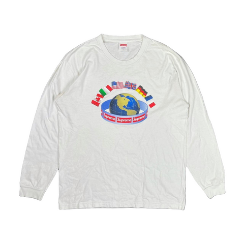 Supreme 'Worldwide Flag' L/S Tee - White