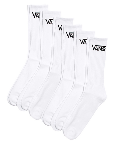 Vans 'Men Classic Crew' Socks - White (6 pack)