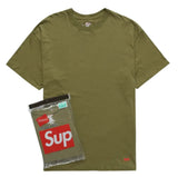 Supreme x Hanes Tagless Tees - Olive (2 Pack)