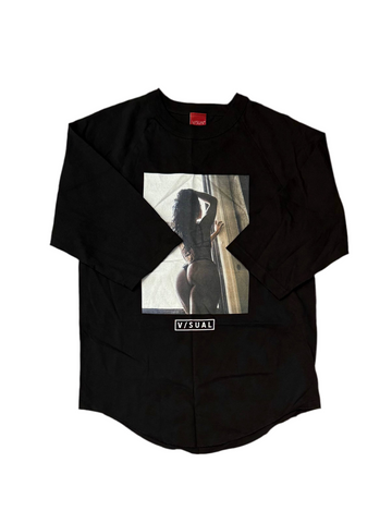V/SUAL 'Peaking At The Window' Raglan Tee - Black