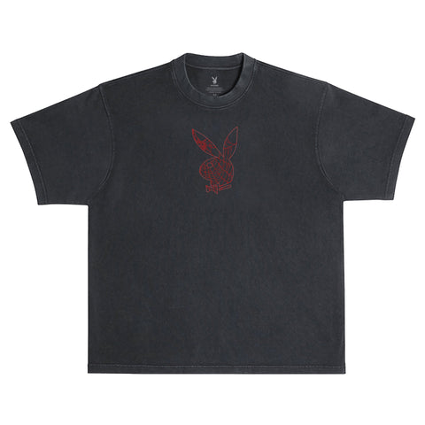 Color Bars X Playboy 'Black Widow Boxy Fit' Tee - Black/Red