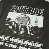 HUF x Spitfire 'Burn' Heavyweight Tee - Washed Black