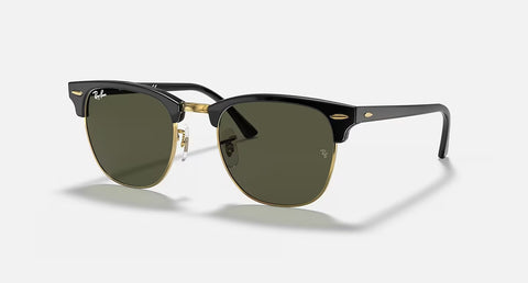 Ray-Ban 'Clubmaster' Sunglasses - Black On Gold Arista / G-15 Green (ORB3016)