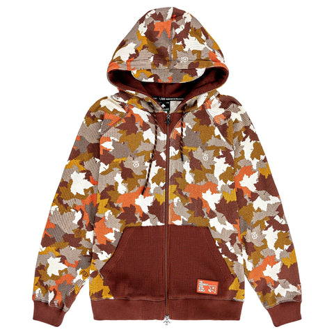 LRG 'Freshest' Thermal Zip Up Hoodie - Brown Maple Leaf Camo