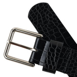 Loviah 'Crocodile' Leather Belt - Black