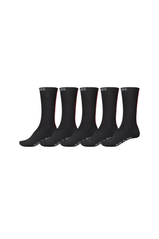 Globe 'Stripe Hi Crew' Socks - Black/Red (5 Pack)