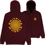 Spitfire 'Classic 87' Swirl' Zip Hoodie - Maroon/Gold