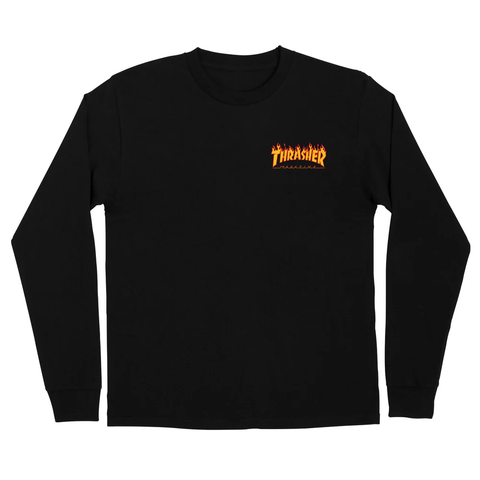 Thrasher x Santa Cruz 'Flame Dot' L/S Tee - Black