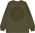 Spitfire 'Classic Swirl Overlay' L/S Tee - Green Military