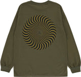 Spitfire 'Classic Swirl Overlay' L/S Tee - Green Military