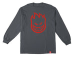 Spitfire 'Big Head' L/S Tee - Charcoal/Red
