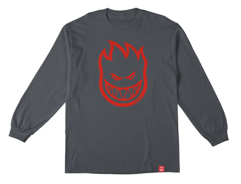 Spitfire 'Big Head' L/S Tee - Charcoal/Red