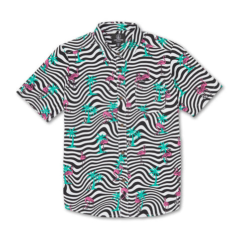 Volcom 'Flamingbros' S/S Shirt (Kids) - Black/White