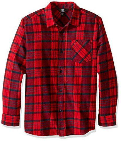 Volcom 'Gaines' Flannel Shirt (Kids) - Red