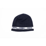 Public Skateboards 'Stretch Logo' Skull Beanie - Navy/White