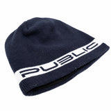 Public Skateboards 'Stretch Logo' Skull Beanie - Navy/White