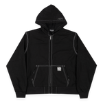 Frosted 'Denim Jacket' Zip-Up Hoodie - Off-Black