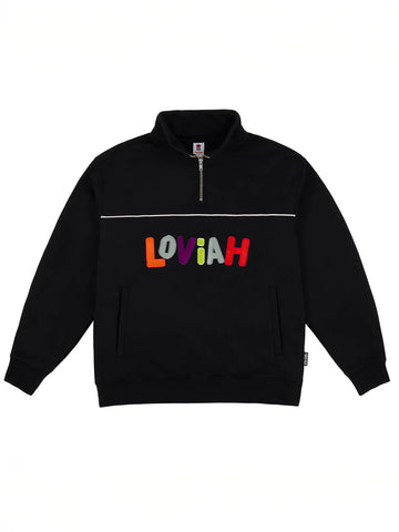 Loviah 'Mockneck Henley' Fleece - Black