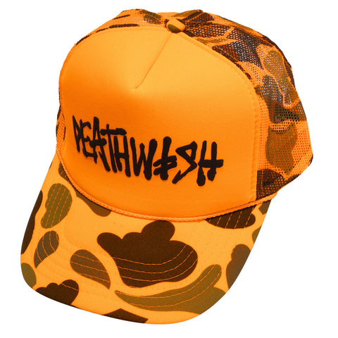 Deathwish ' OG Deathspray' Trucker Cap - Orange Camo