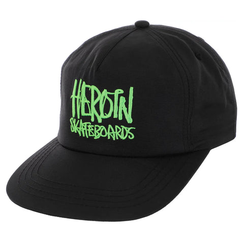 Heroin Skateboards 'Script' Nylon Snapback - Black/Green