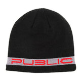Public Skateboards 'Stretch Logo' Skull Beanie - Black/Red