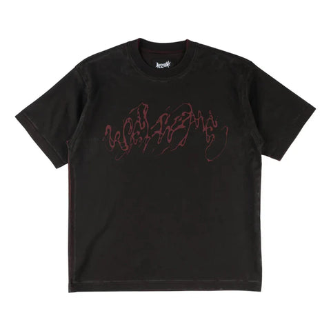Welcome 'Weep' Overprint S/S Knit - Black/Plum